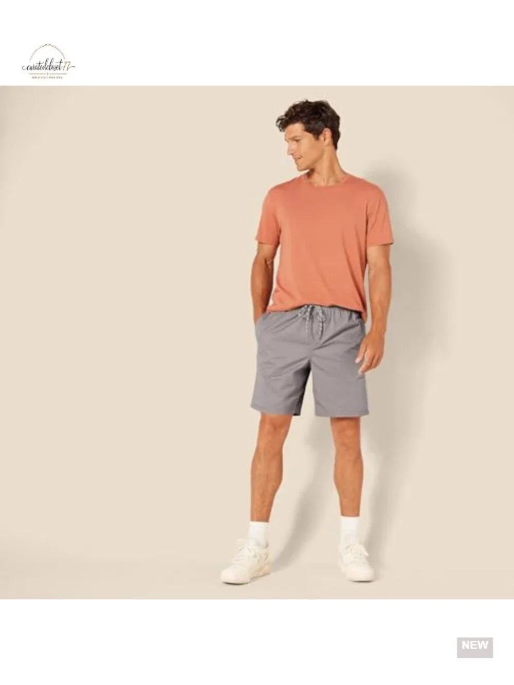 Men's Relaxed Fit Cotton Pull-On Shorts with Drawstring, 8